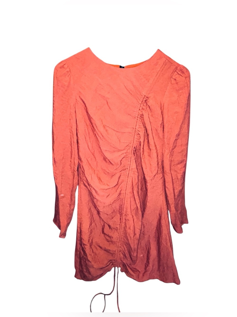 Sugarlips Coral Long-Sleeve Ruched Drawstring Mini Dress - Picture 2 of 7